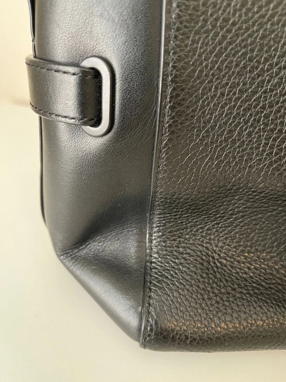 Black Leather Satchel Tote - Picture 7 of 10